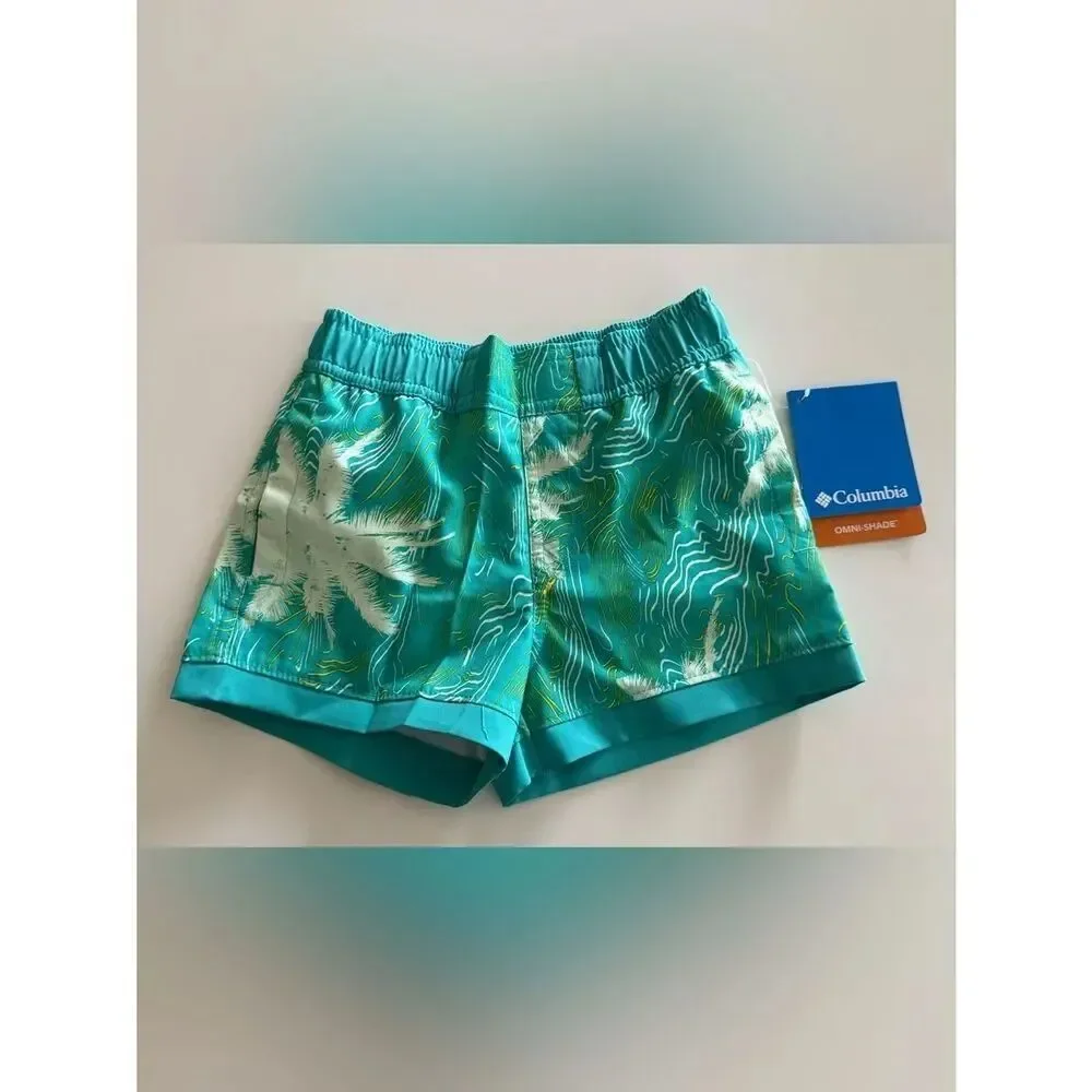Columbia Toddler Boys Sandy Shores Boardshort, Turquoise Palm Print, 2T, NWT